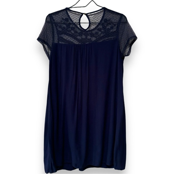 Xhilaration Flowy Lightweight Navy Lace Detail Keyhole Back Cutout Mini Dress - Picture 9 of 16